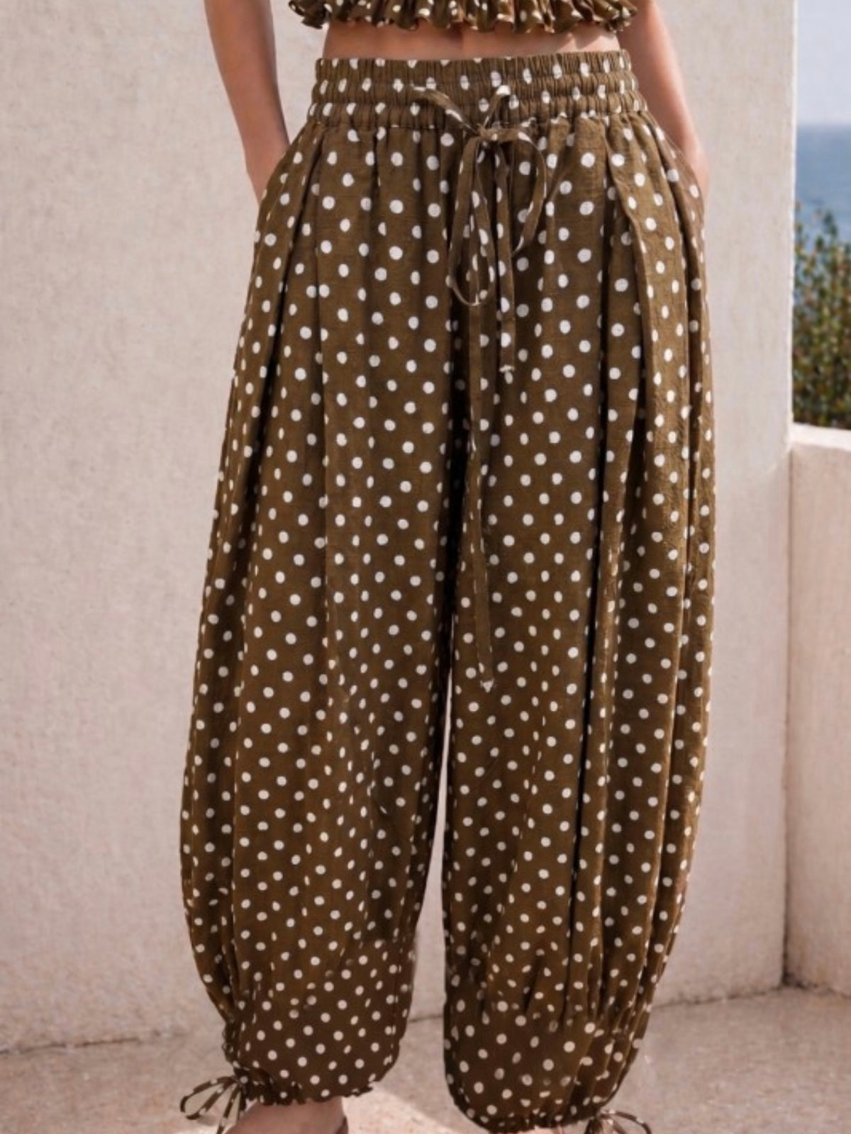 Brown Dot Balloon Pants