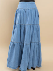 Tiered Maxi Denim Skirt