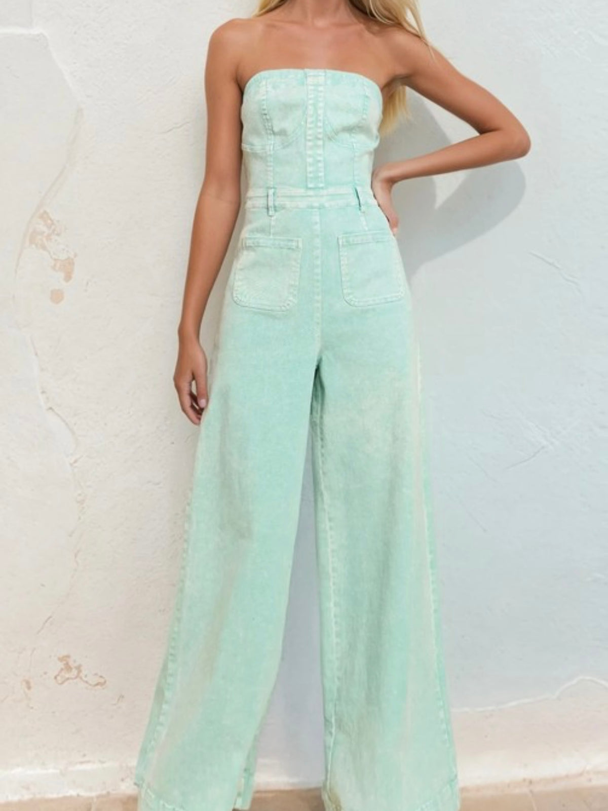 Bustier Strapless Denim Jumpsuit
