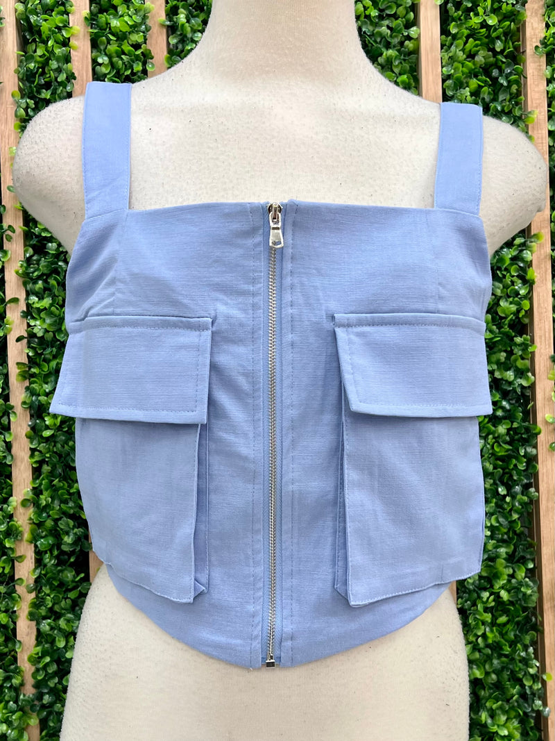 Linen Bustier Crop Top