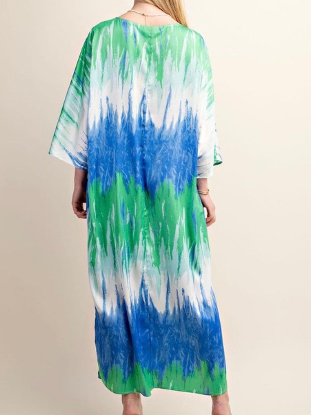 Blue Green Ombre Boat Neck Dress