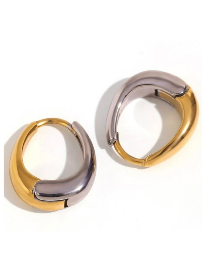 Reversible Gold Silver Pear Buckle Earring