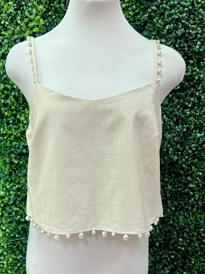 Pearl Trim Camisole Top