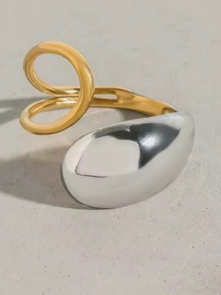 Stainless Steel Two Tone Double Petal Ring