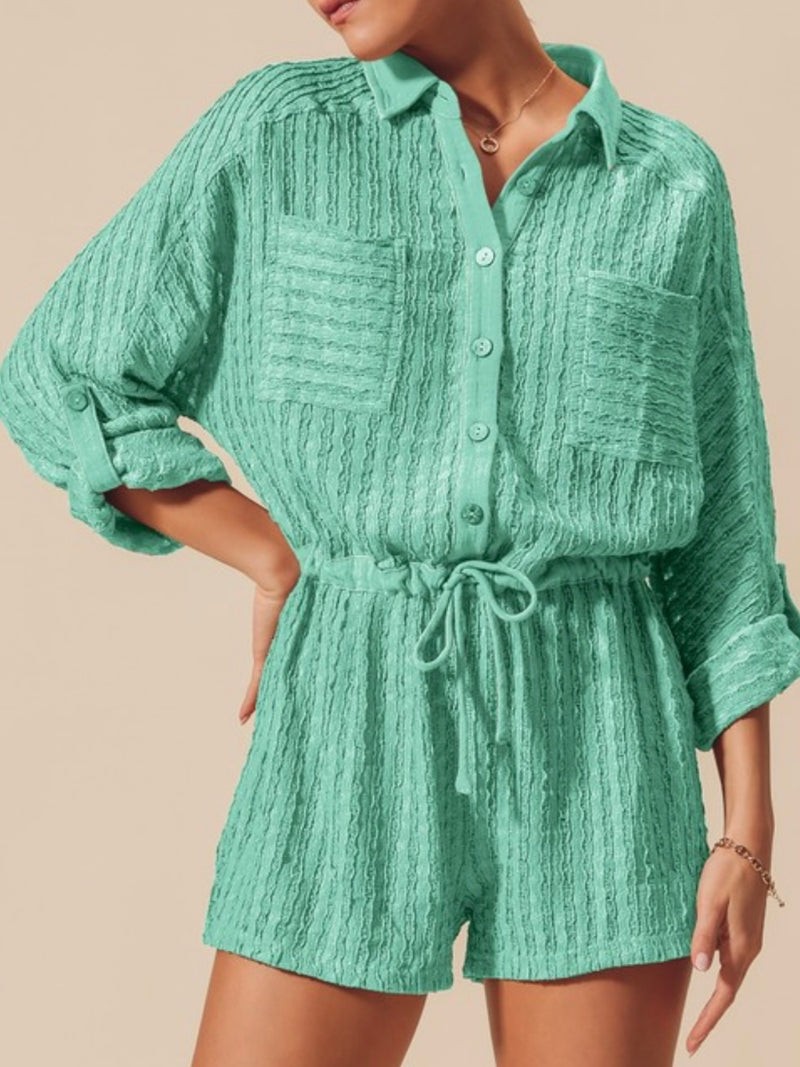 Textured Knit Coverup Romper