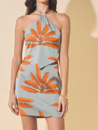 Grey Orange Floral Skirt