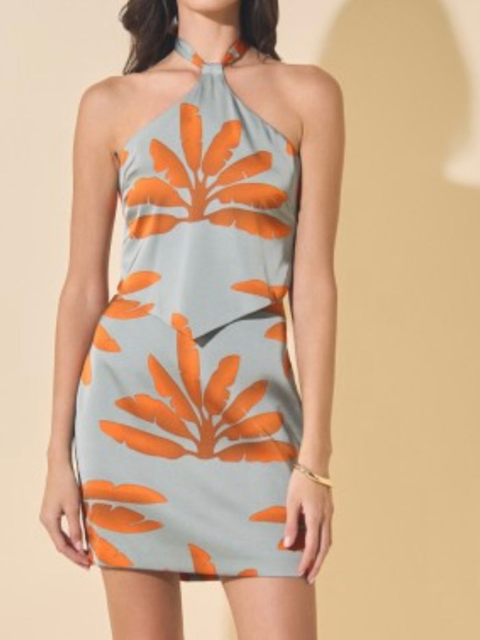 Grey Orange Floral Skirt