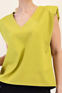 V Neck Shoulder Pad Top