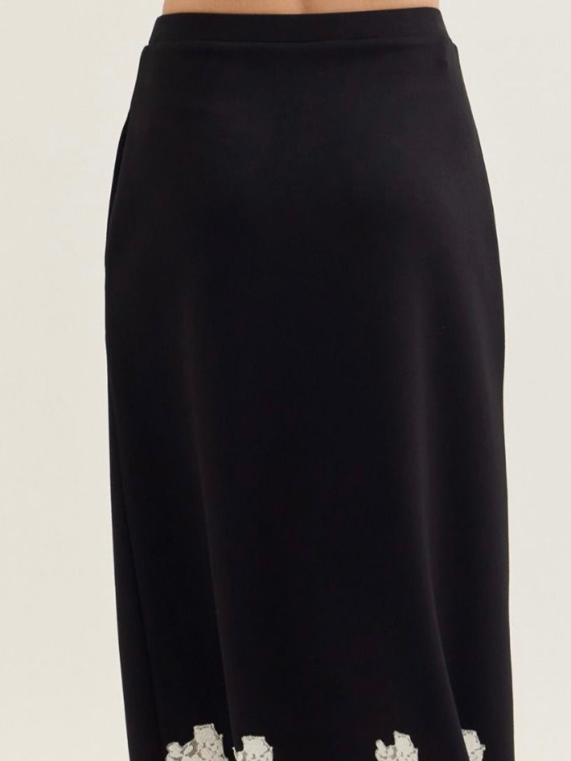 Lace Detail Modal Midi Skirt