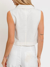White Linen Short Vest
