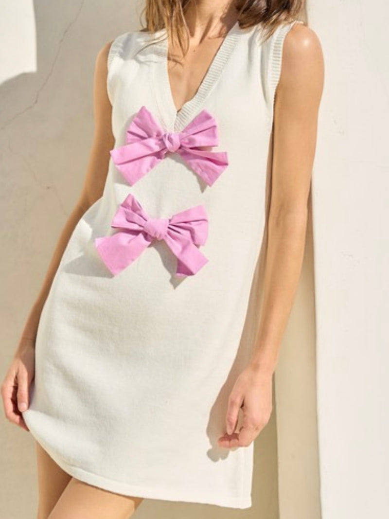 Bow Detail Sleeveless Knit Dress