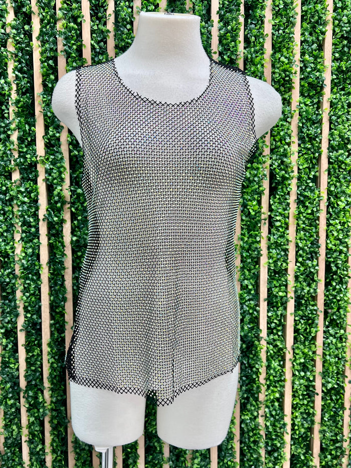 Jeweled Sleeveless Crop Top