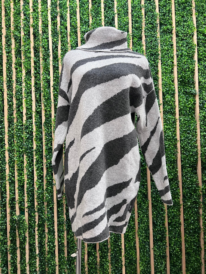 Zebra Print Sweater Dress