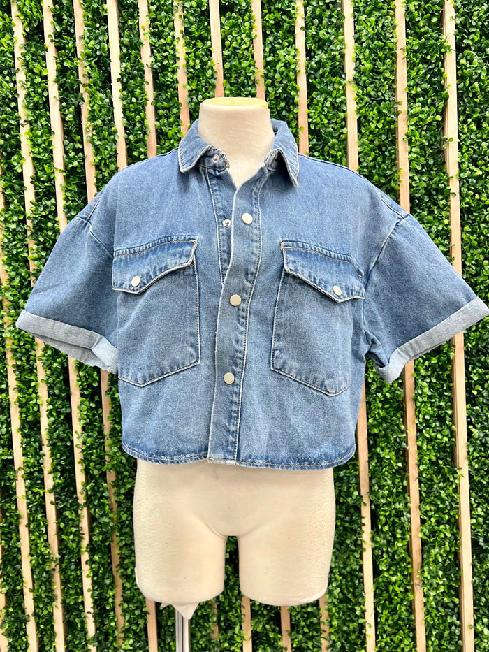 Denim Cropped Shacket