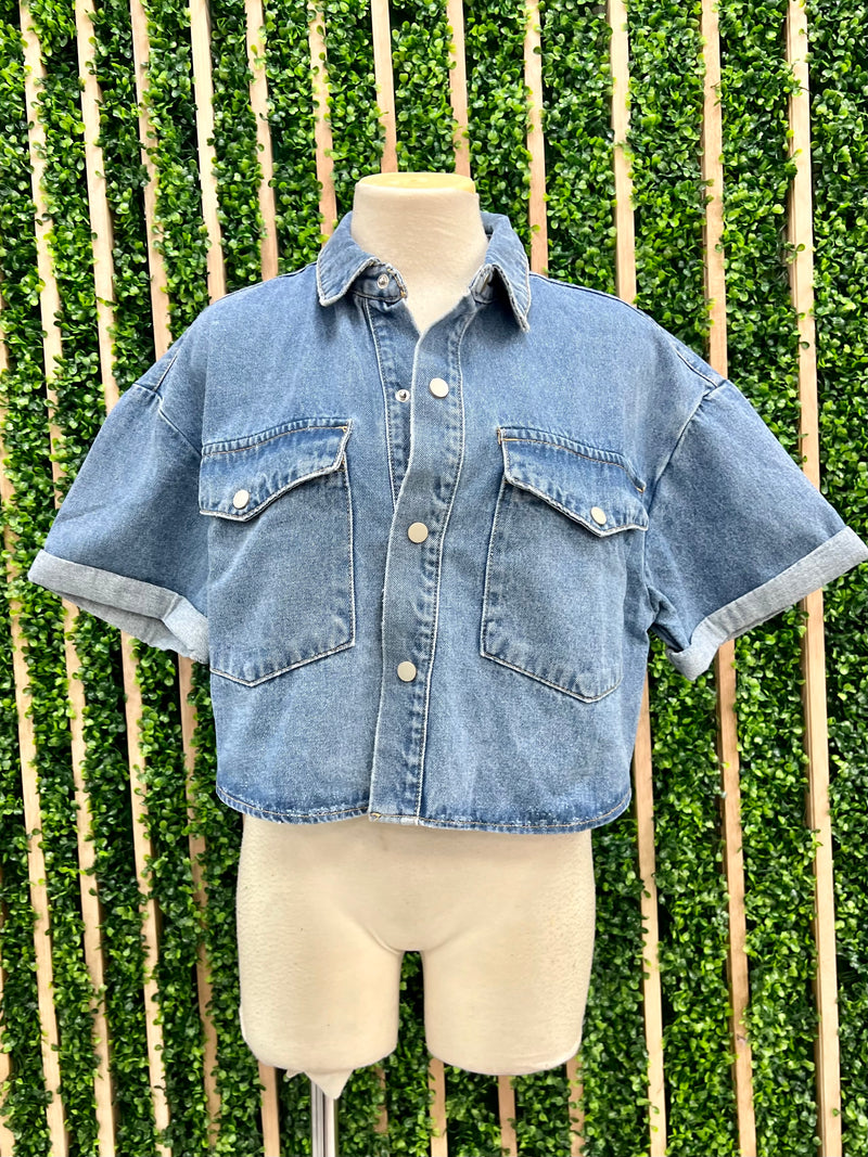 Denim Cropped Shacket