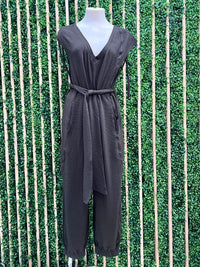 Cap Sleeve Waffle Texture Jumpsuit