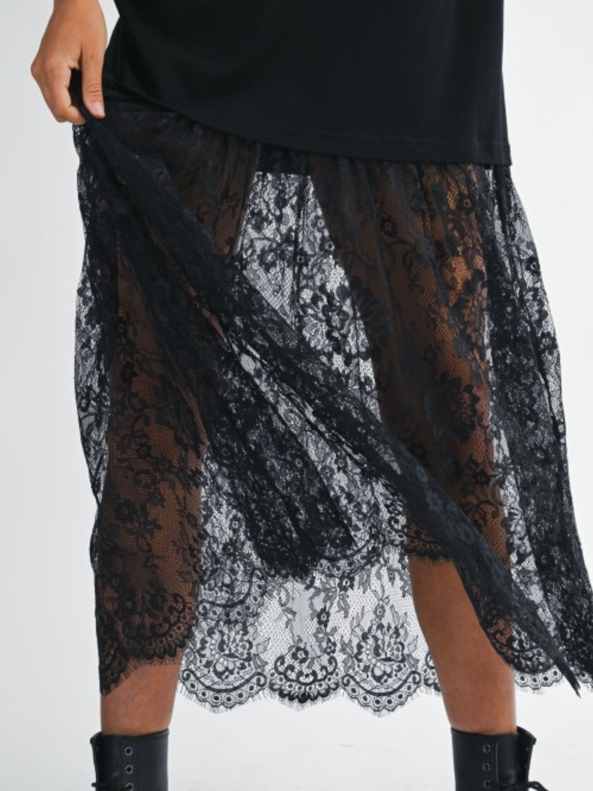 Oversize Lace Contrast Skirt Shirt Dress