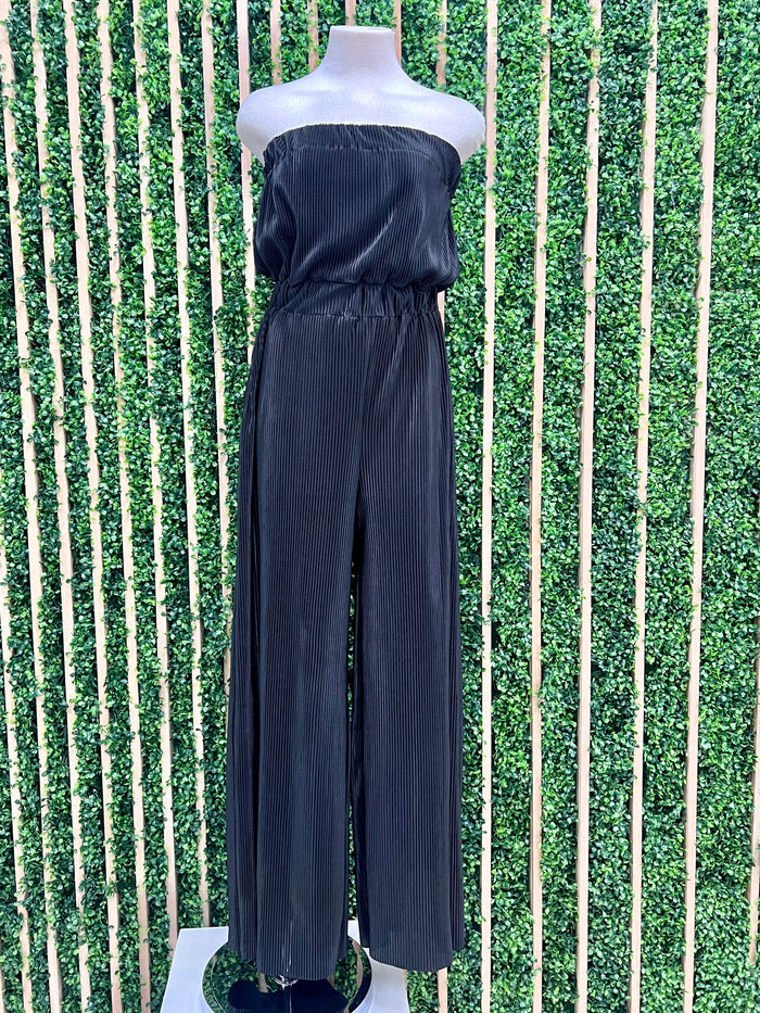 Pleated Strapless Jumpsuit