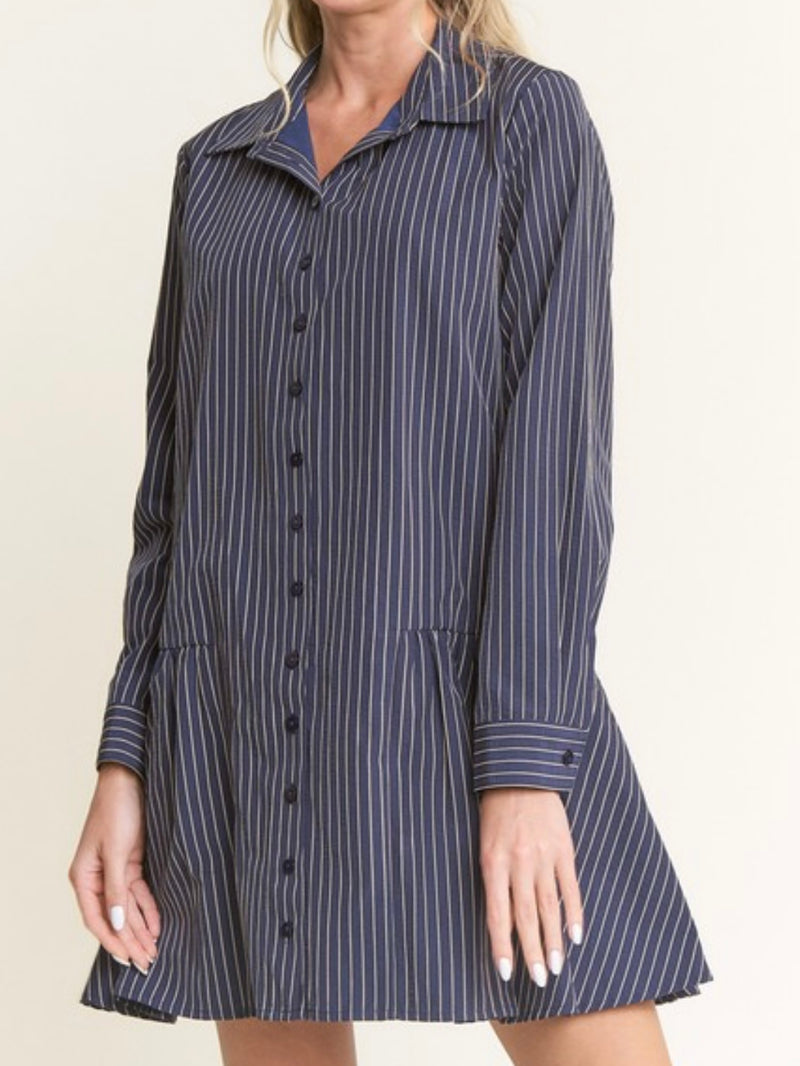 Striped Dropwaist Blouse Dress