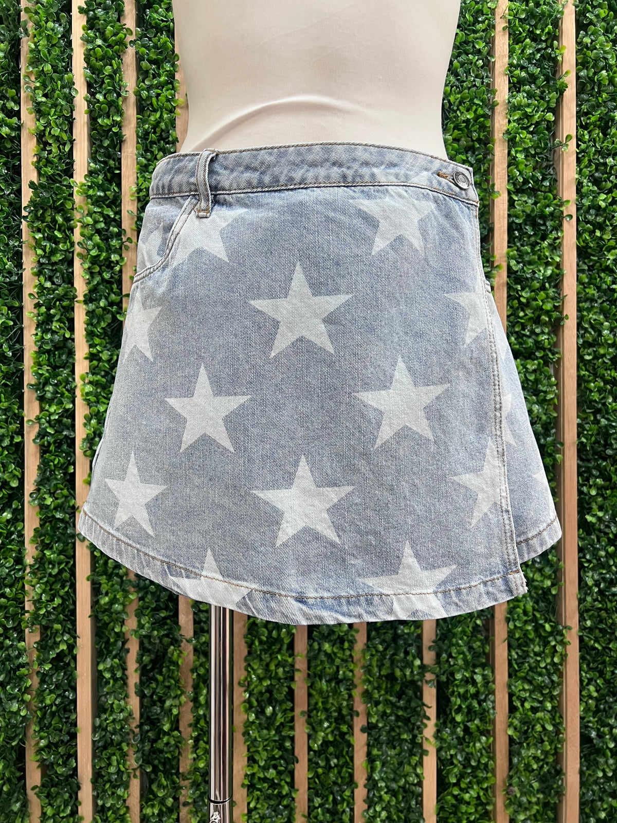 Denim Star Printed Wrap Skort