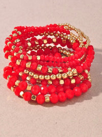 Metal Bead Stretch Mix Elastic Bracelet Set