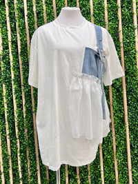 Denim and Tulle Detail T SHirt