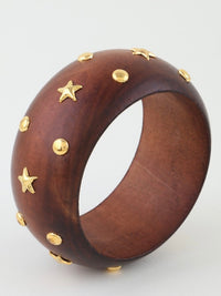 Starry Wide Dome Wood Cuff Bracelet