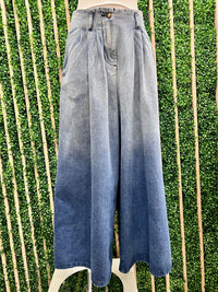High Waist Ombre Wide Leg Denim