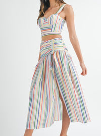 Beautiful Multi Striped Midi Skirt