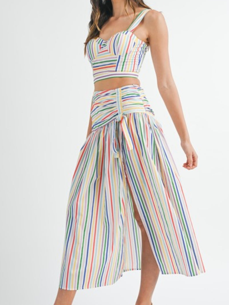 Beautiful Multi Striped Midi Skirt