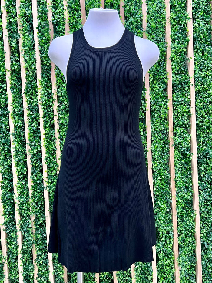 Ribbed Sleeveless Swing Dress