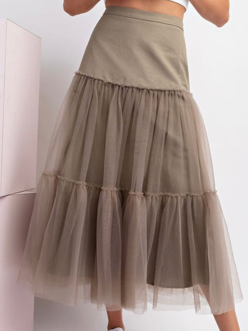 Beautiful Mesh A line Midi Skirt