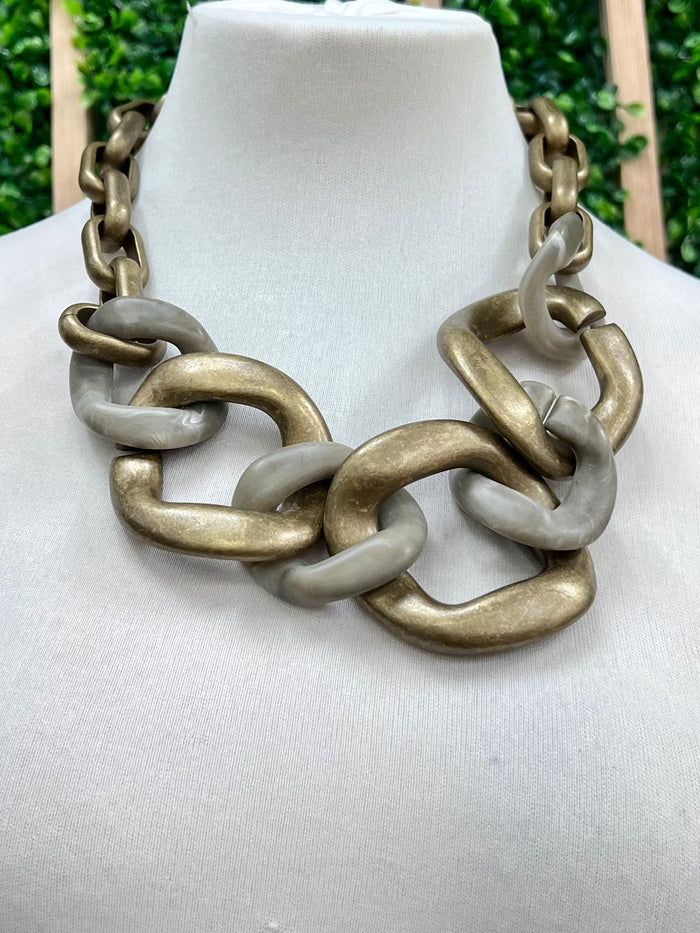 Antique Gold Large Links Necklace