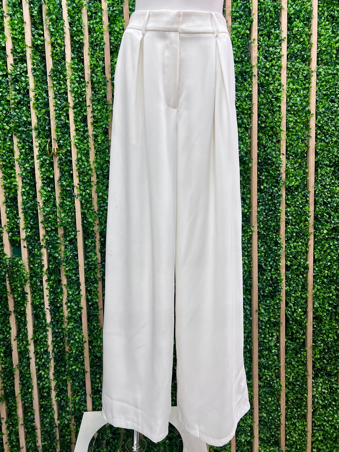 Off White Pleat Wide Leg Pant