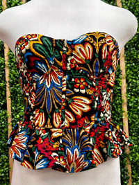 Strapless Bustier Floral Peplum Top