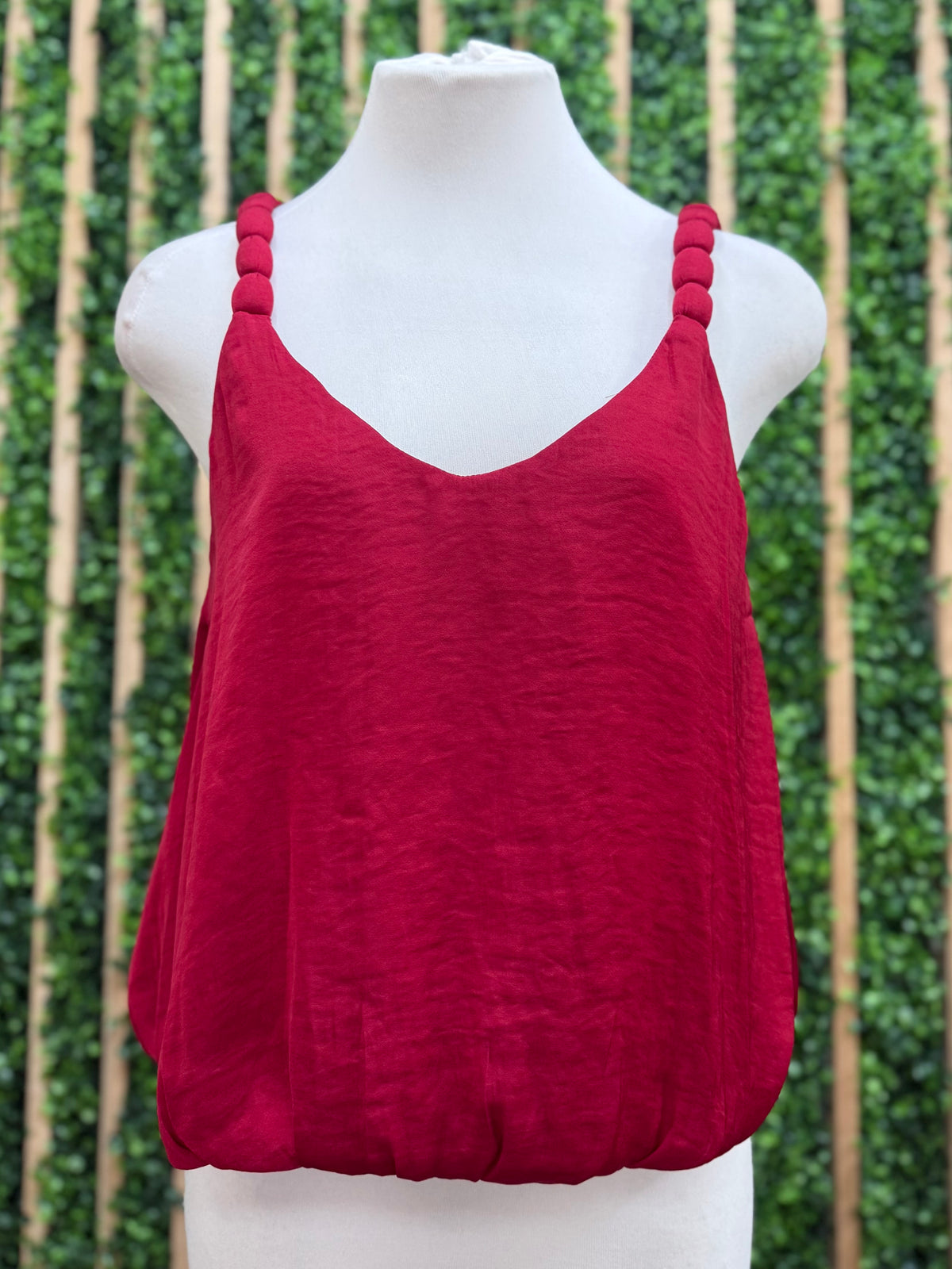 Crimson Red Bubble Hem Tank Top