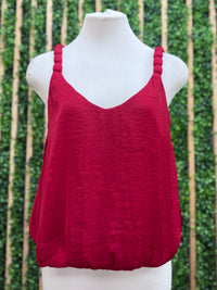 Crimson Red Bubble Hem Tank Top
