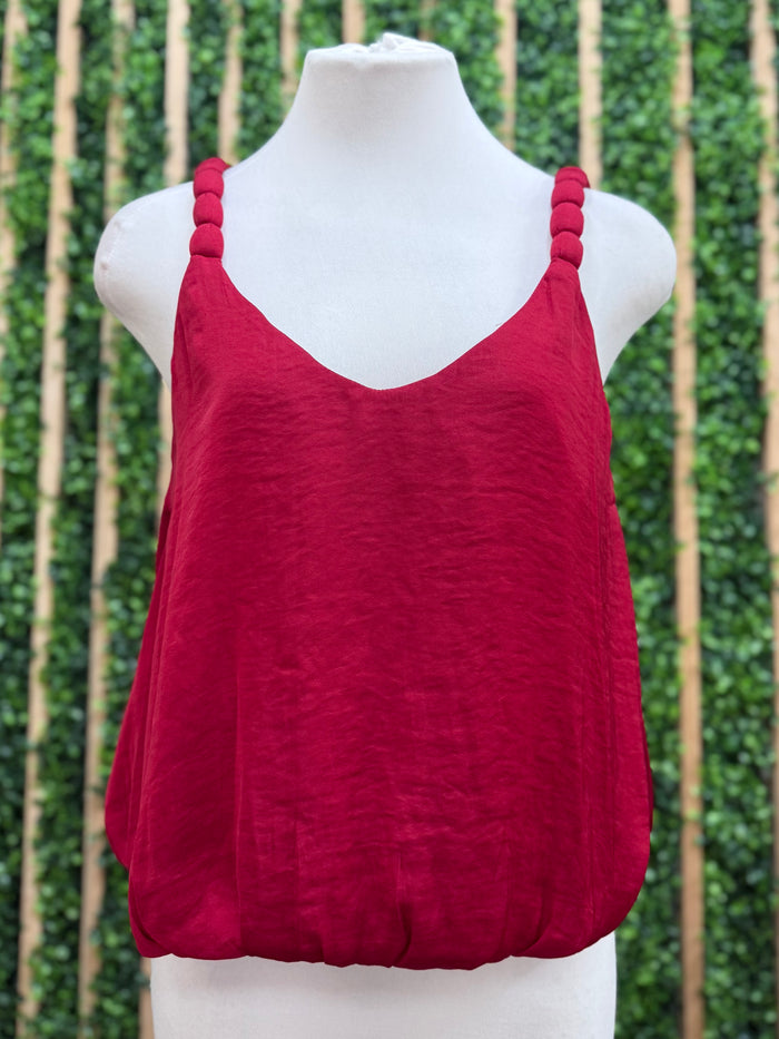 Crimson Red Bubble Hem Tank Top