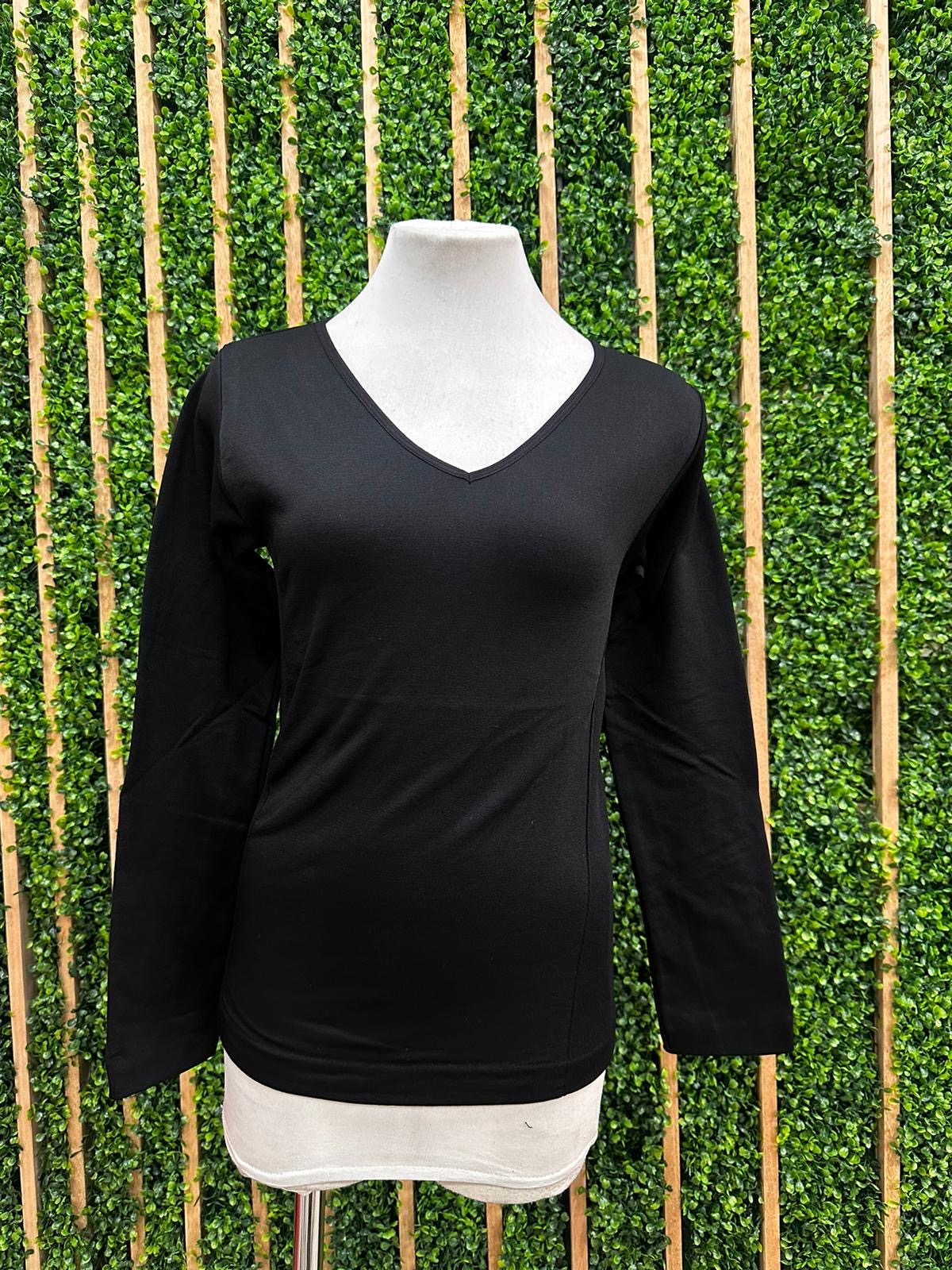 Seamless Fleece Lined V Neck Long Sleeve Top