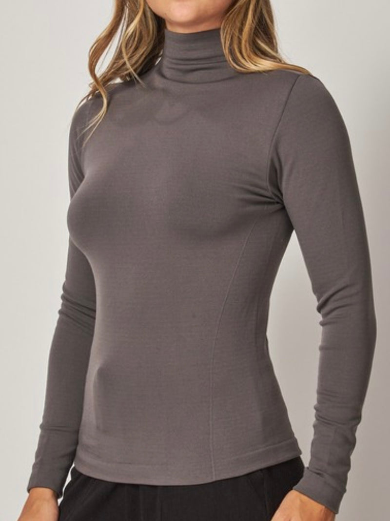 Seamless Fleece Lined Turtleneck Long Sleeve Top