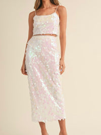 Iridescent White Midi skirt