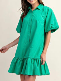 Short Sleeve Button Down Dropwaist Short Dress
