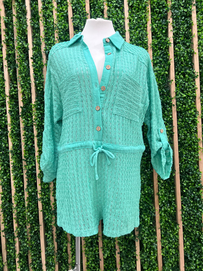 Textured Knit Coverup Romper