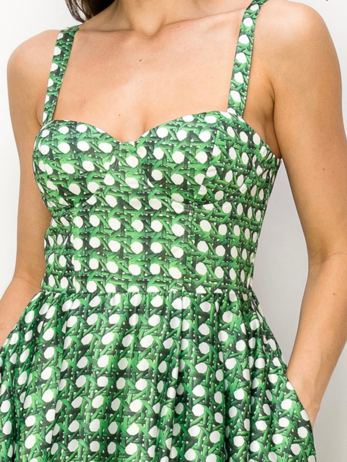 Beautiful Green Geo Bustier Midi Dress