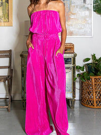 Pleated Strapless Jumpsuit