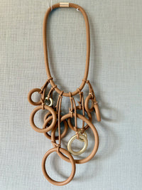 Multi Ring Drop Detail Rubber Necklace