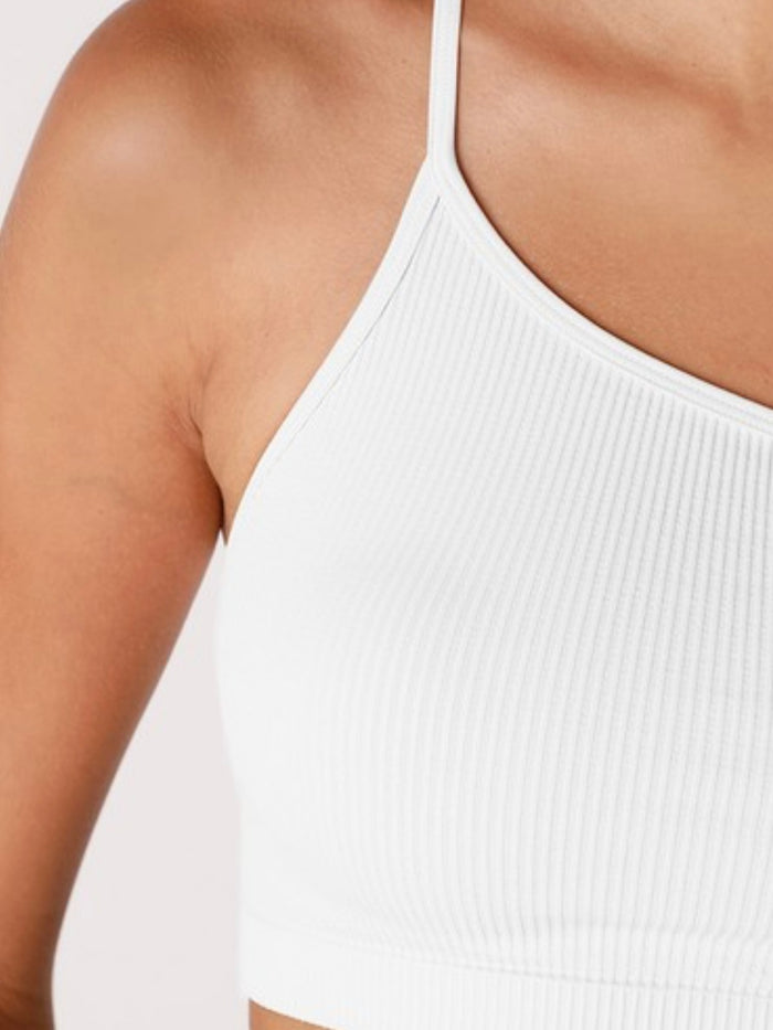 White One Shoulder Ribbed Crop Basic