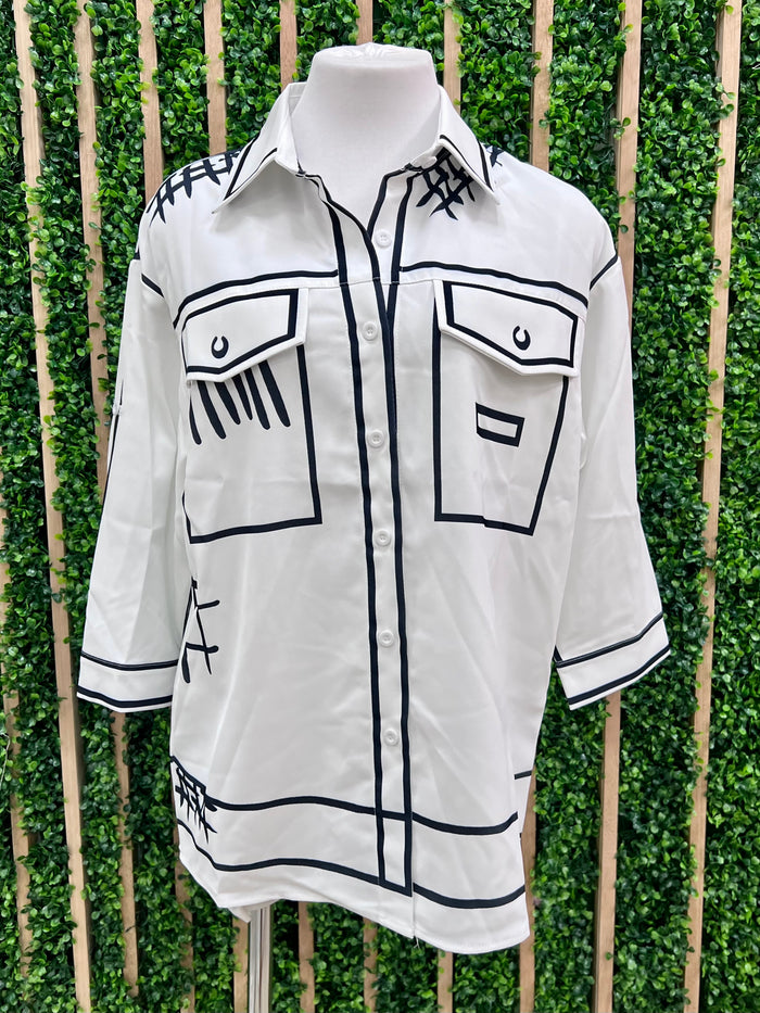 Ivory Cartoon Blouse