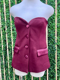 Burgundy Sweetheart Strapless Vest Top