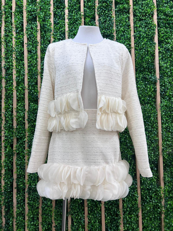 Delicate Ivory Circle Trim Jacket